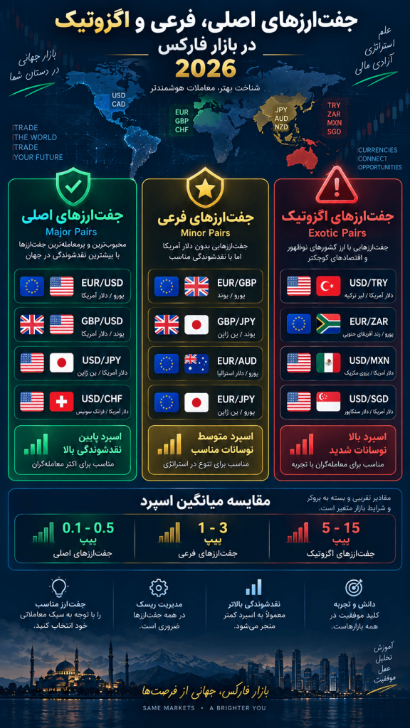 راهنمای جفت‌ارزهای اصلی و فرعی در بازار فارکس